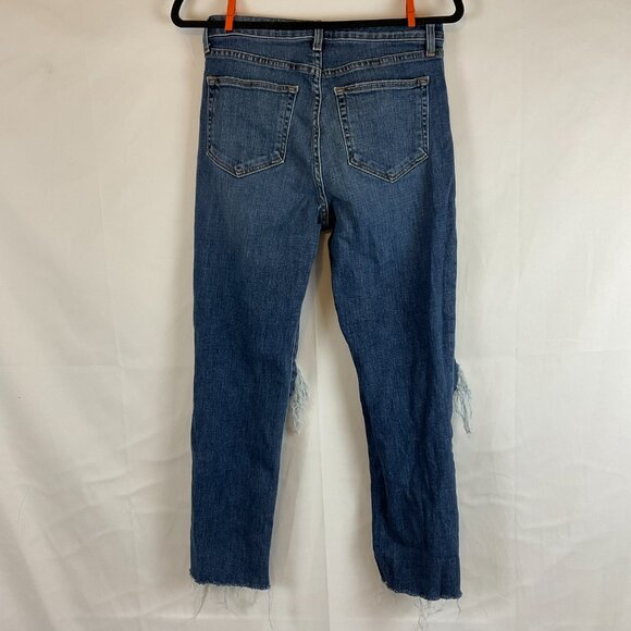 L'Agence Jeans 28 Blue Distressed Destroyed Raw Hem Straight Leg - Picture 6 of 10